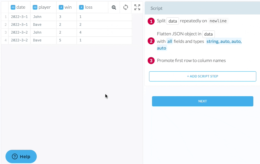 Adding the Fold transform