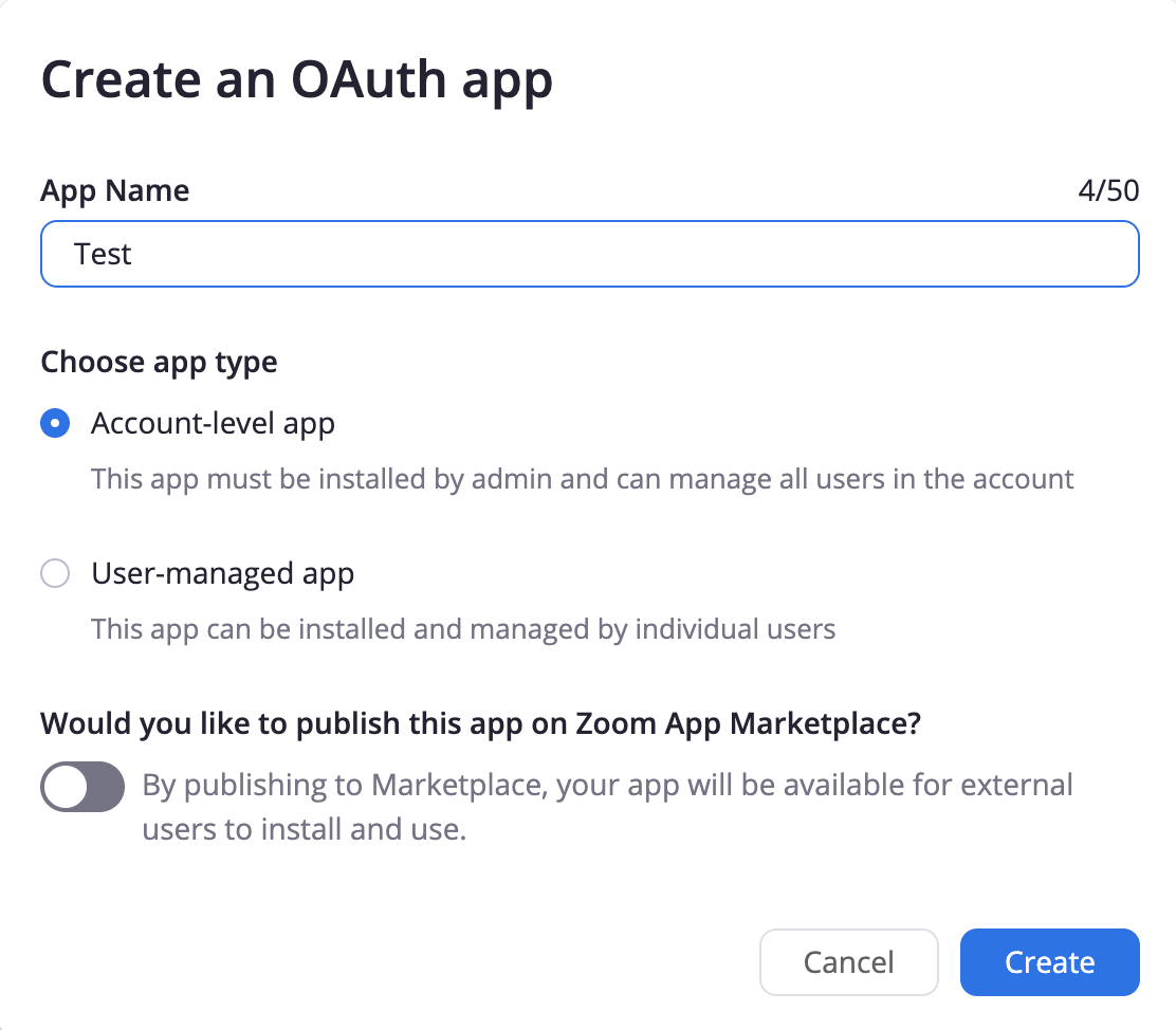 App Creation Form