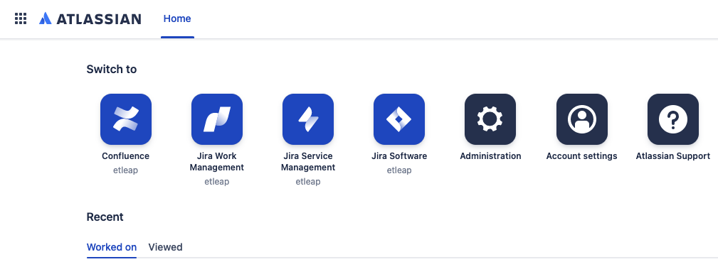Atlassian Menu Options
