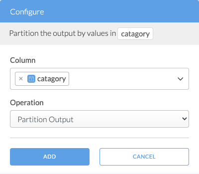 Screenshot of configuring the Partition Output transform