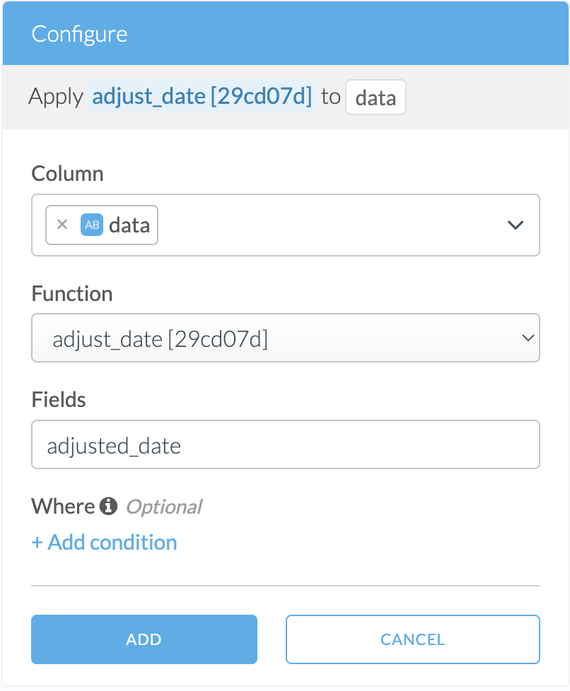 Configuring a custom transform