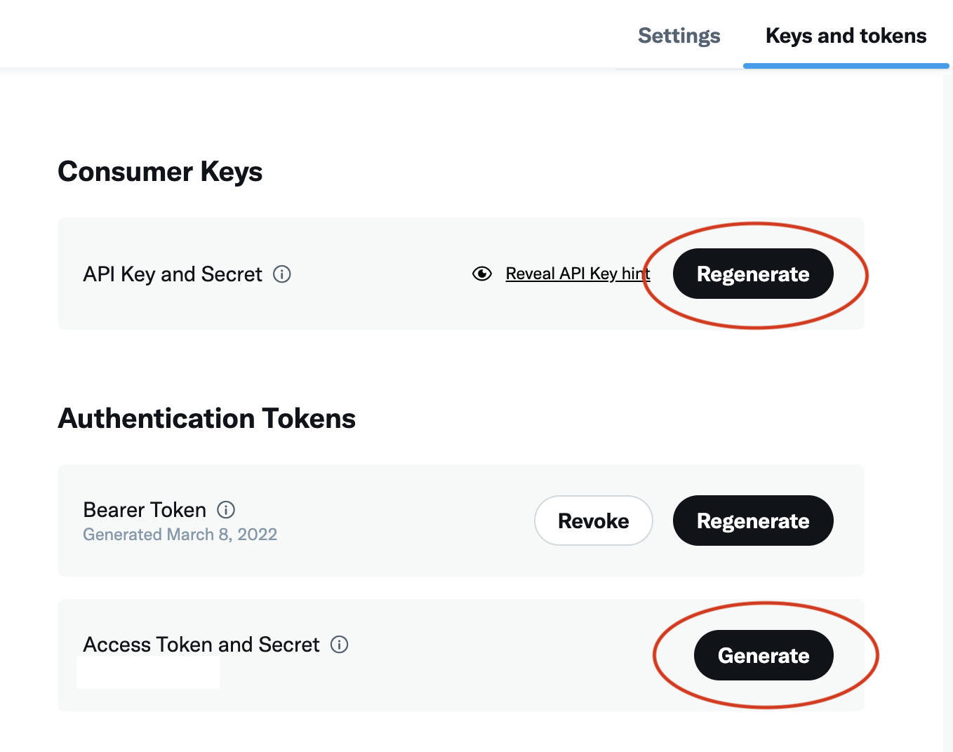 Consumer Keys page