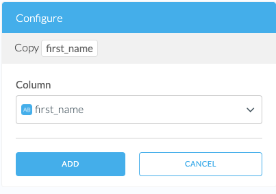 Screenshot of copy transform configuration