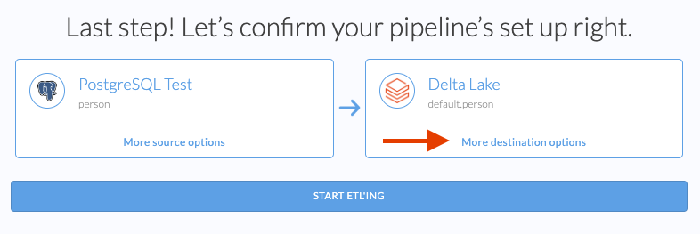 Delta Lake destination settings