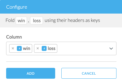Screenshot of the Fold transform configuration
