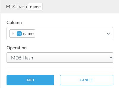 Screenshot of Hash configuration