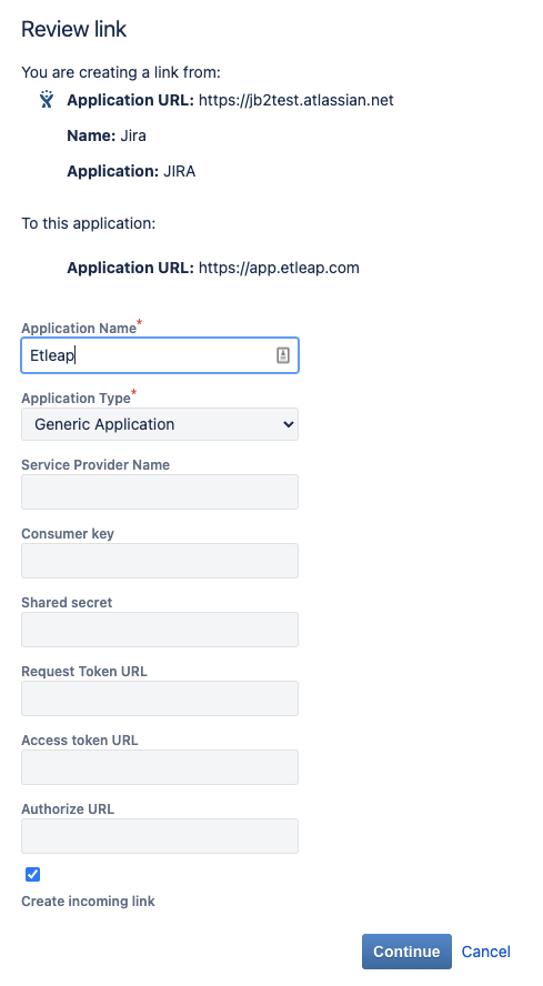 Jira: Review Etleap Link