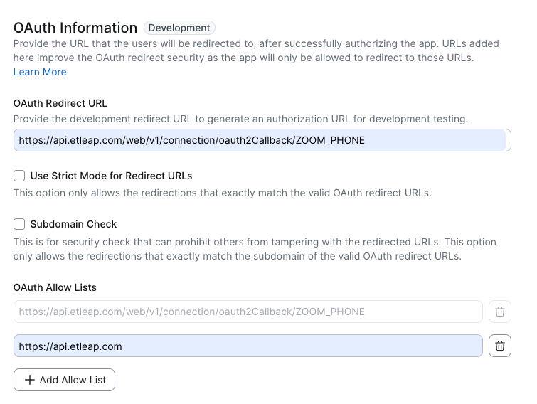 OAuth Redirect URI