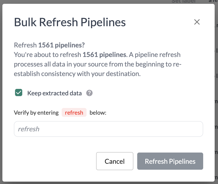 Bulk pipeline refresh trigger message