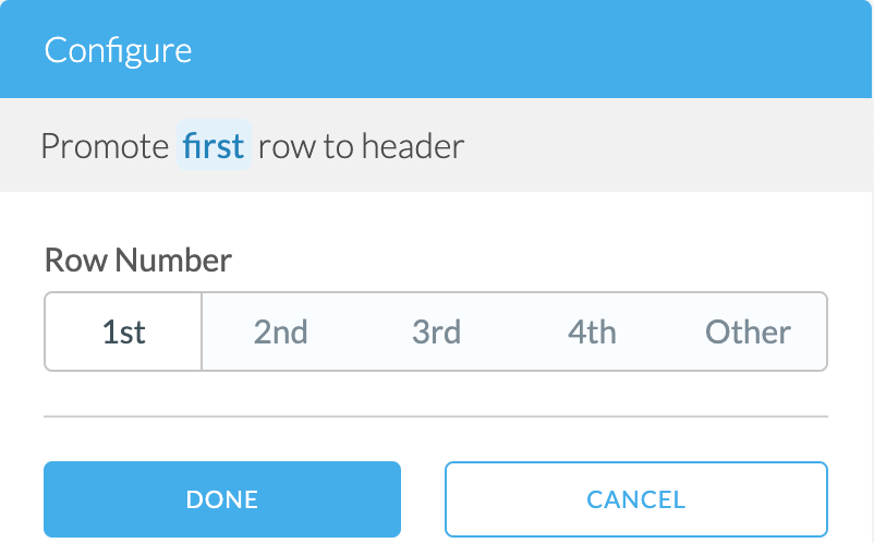 Screenshot of promote to header configuration
