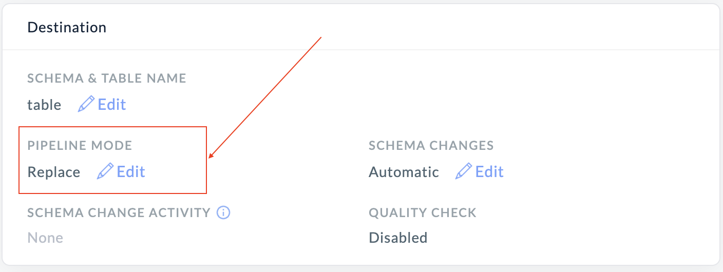Pipeline mode setting in UI