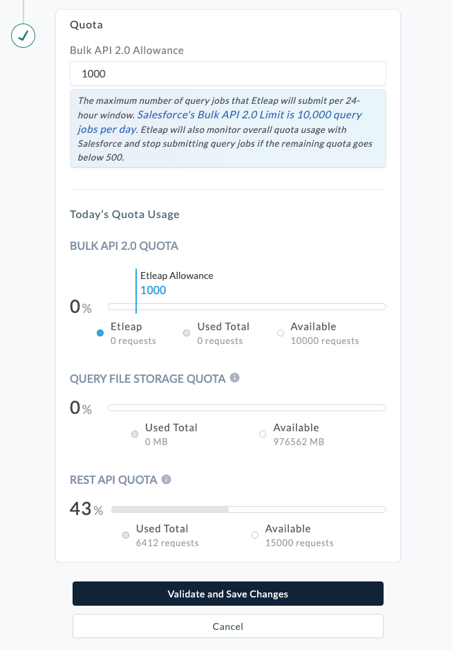 Setting the Salesforce Bulk API Quota