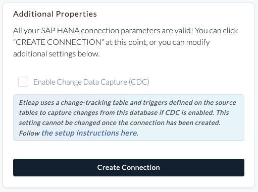 A screenshot of the "Enable Change Data Capture" checkbox in the Etleap UI