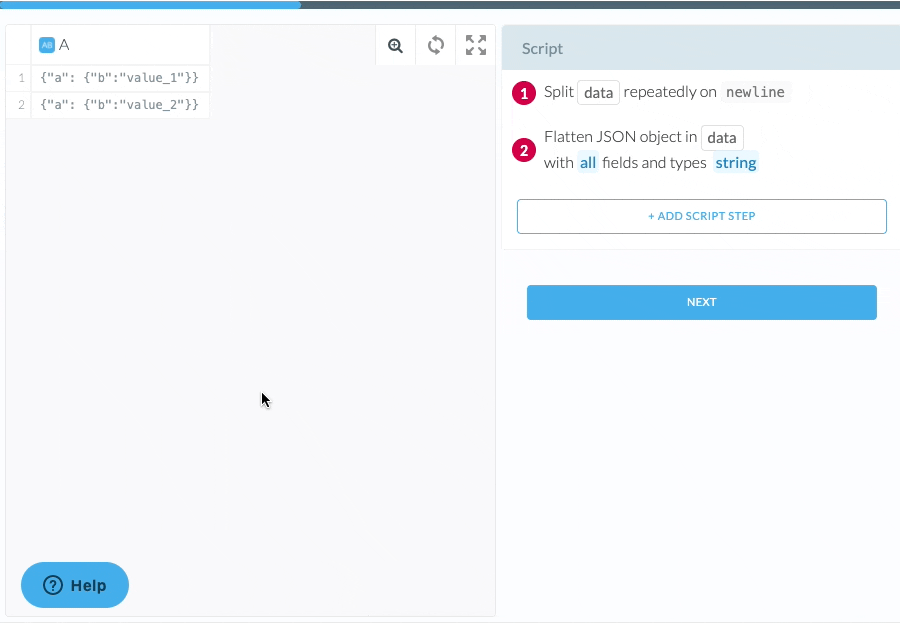 Screen Recording of adding the JMESPath transform