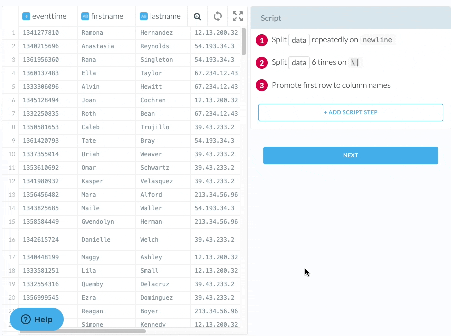 Screen recordings of adding the copy transform