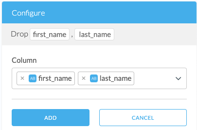 Screen shot of drop transform configuration