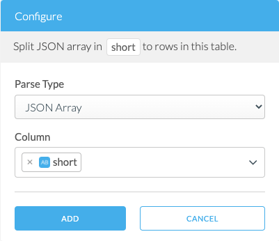 Screen Shot of Split JSON Array transform