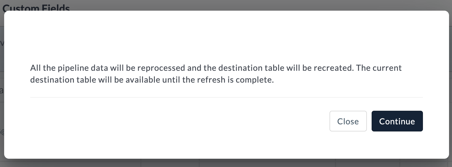 Sample message for a refresh inducing script update