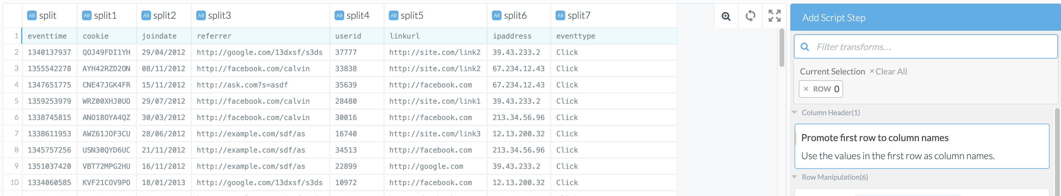 Set Column Names Example