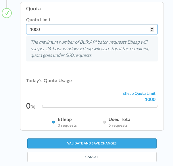 Setting the Salesforce Bulk API Quota