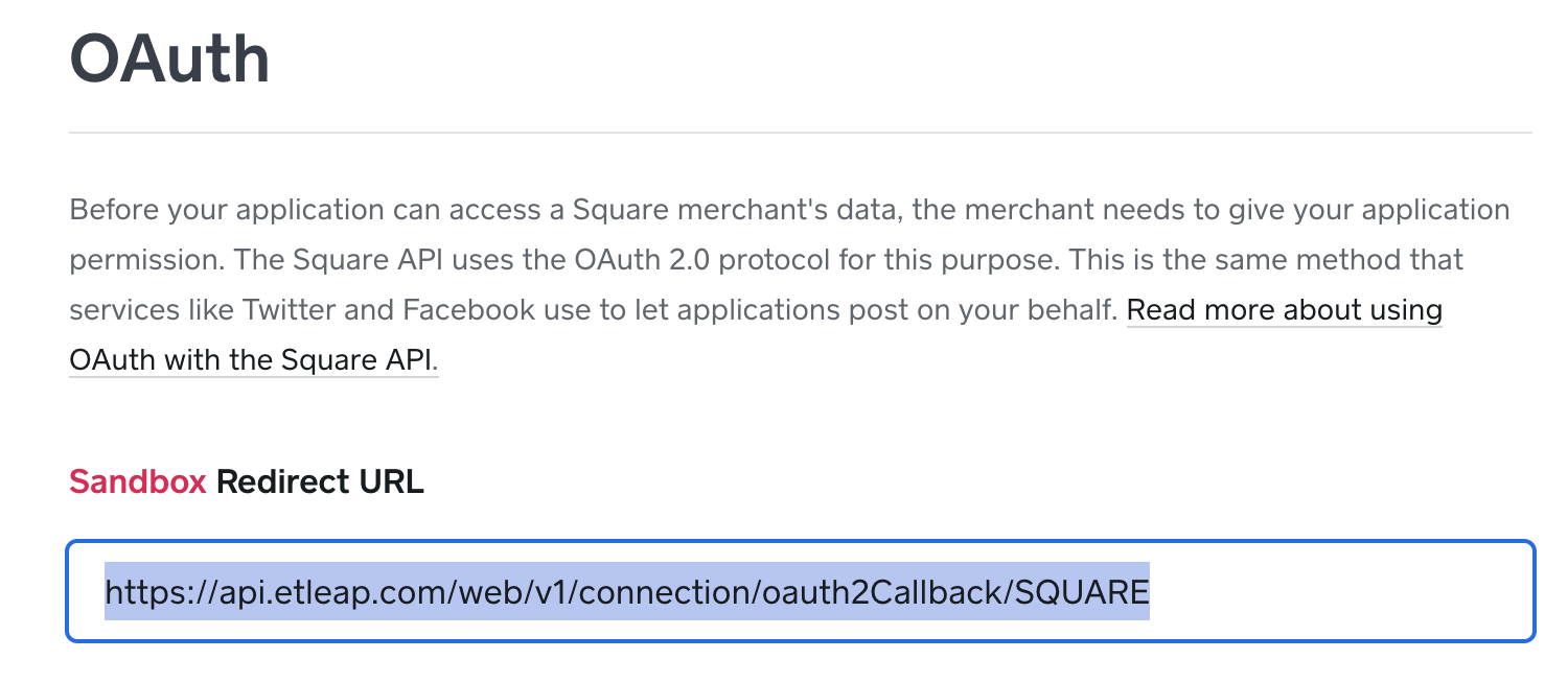 Square OAuth Redirect URL