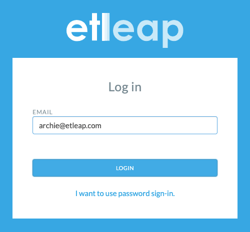 SSO Login Form with email entered