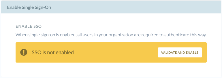 The Enable SSO control when SSO is disabled