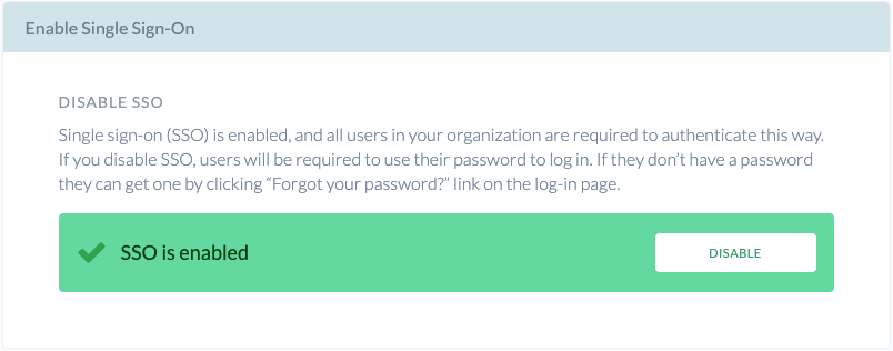 The Enable SSO control when SSO is enabled